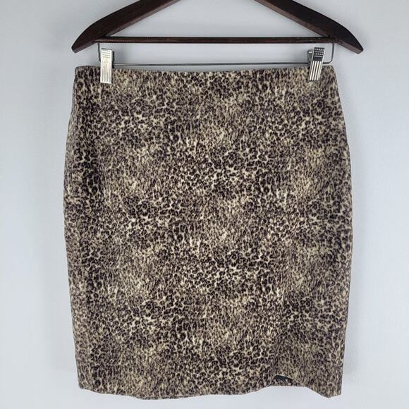 Talbots Faux Fur Animal Print Pencil Skirt Lined Back Zip Size Petite 6 - Picture 1 of 7